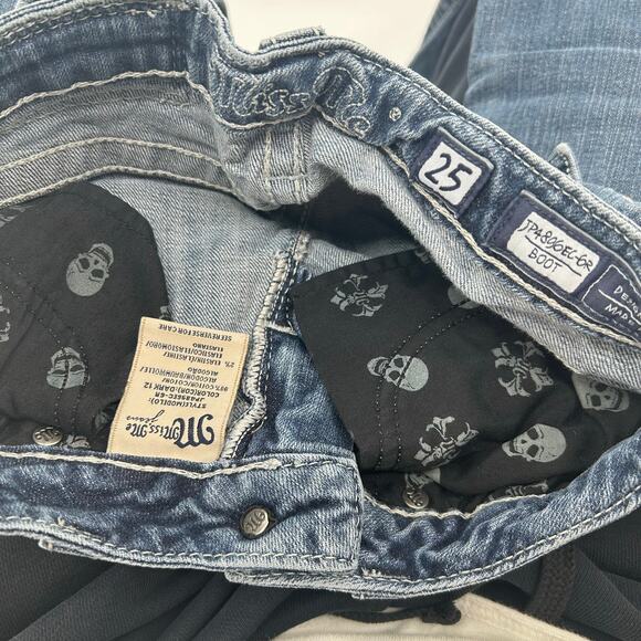 Vintage y2k Women's Low Rise Miss Me Blue Denim Bootcut Jeans Sz 25 JP4896EC-6R - Picture 4 of 8
